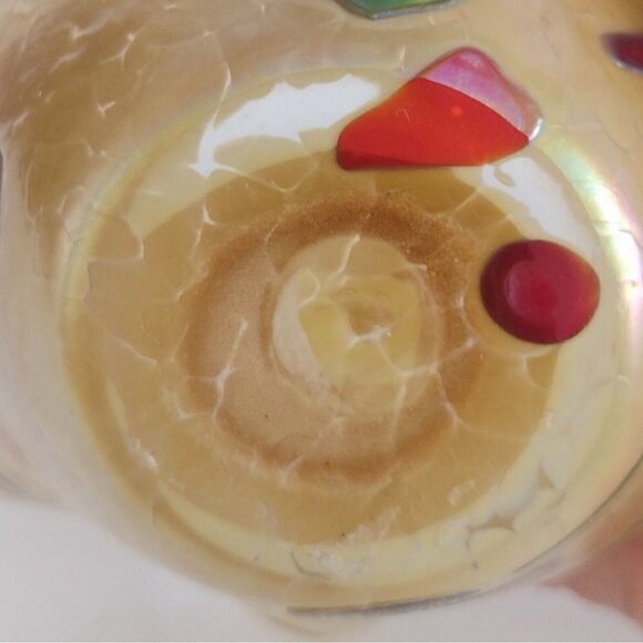 Glass Eye Studio Ruffled Edge Blown Glass Bowl Irridescent Golden Abstract - Picture 8 of 10